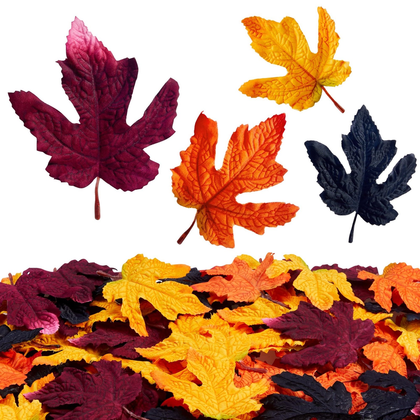 50 Pcs Autumn Maple Leaf Artificial Fall Leaves 9.8cm 3.1 Inch Halloween Decor