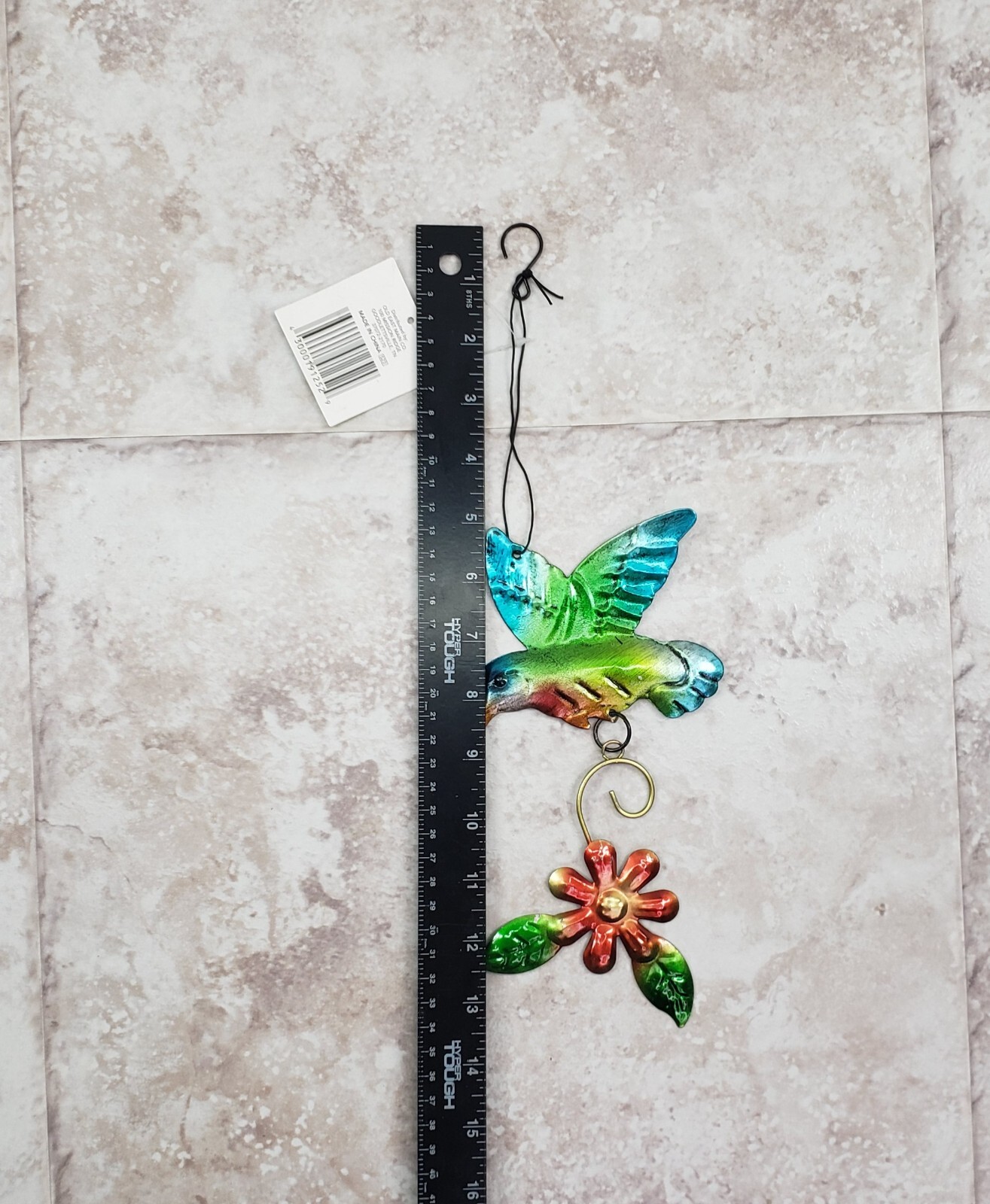 Decorative Hanging Hummingbird w/ Flower Indoor Outdoor Metal Sign True Living