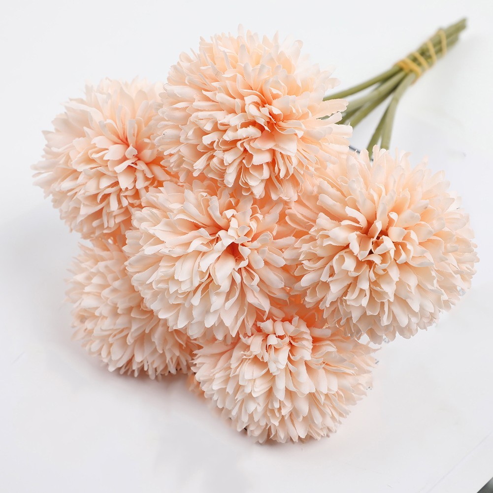 6pcs Artificial Chrysanthemum Ball Flowers Hydrangea Bouquet Presents Decor
