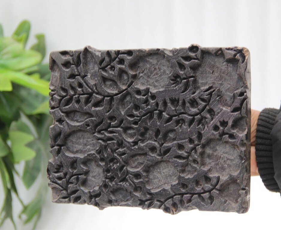 Original Old Hand Carved Wooden Textile Printing Block