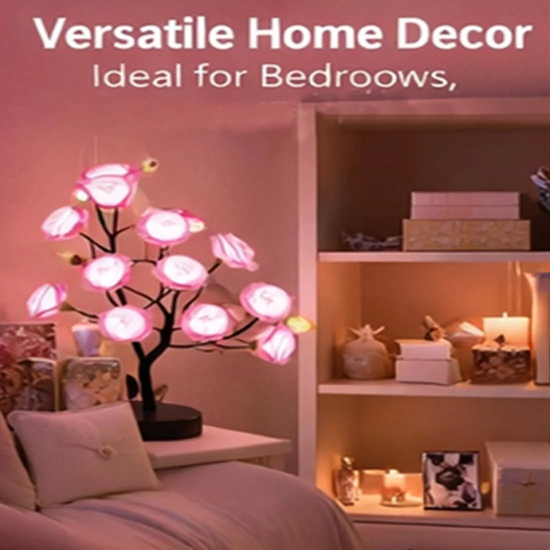 Rose Tree Light Artificial Bonsai Flower Table Lamp USB Battery Powered Romantic