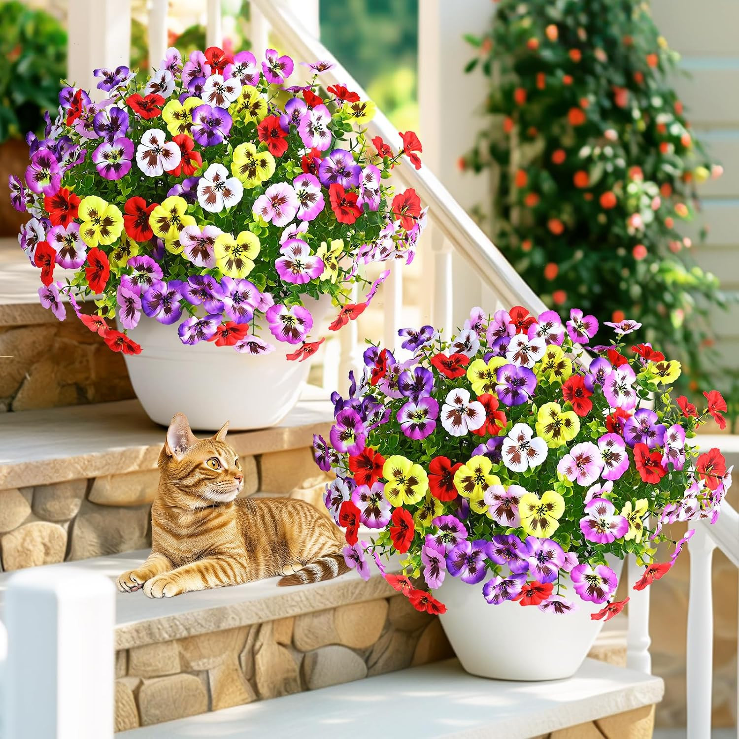 12 Bundles Look Real Artificial Flowers for Outdoors, Realistic