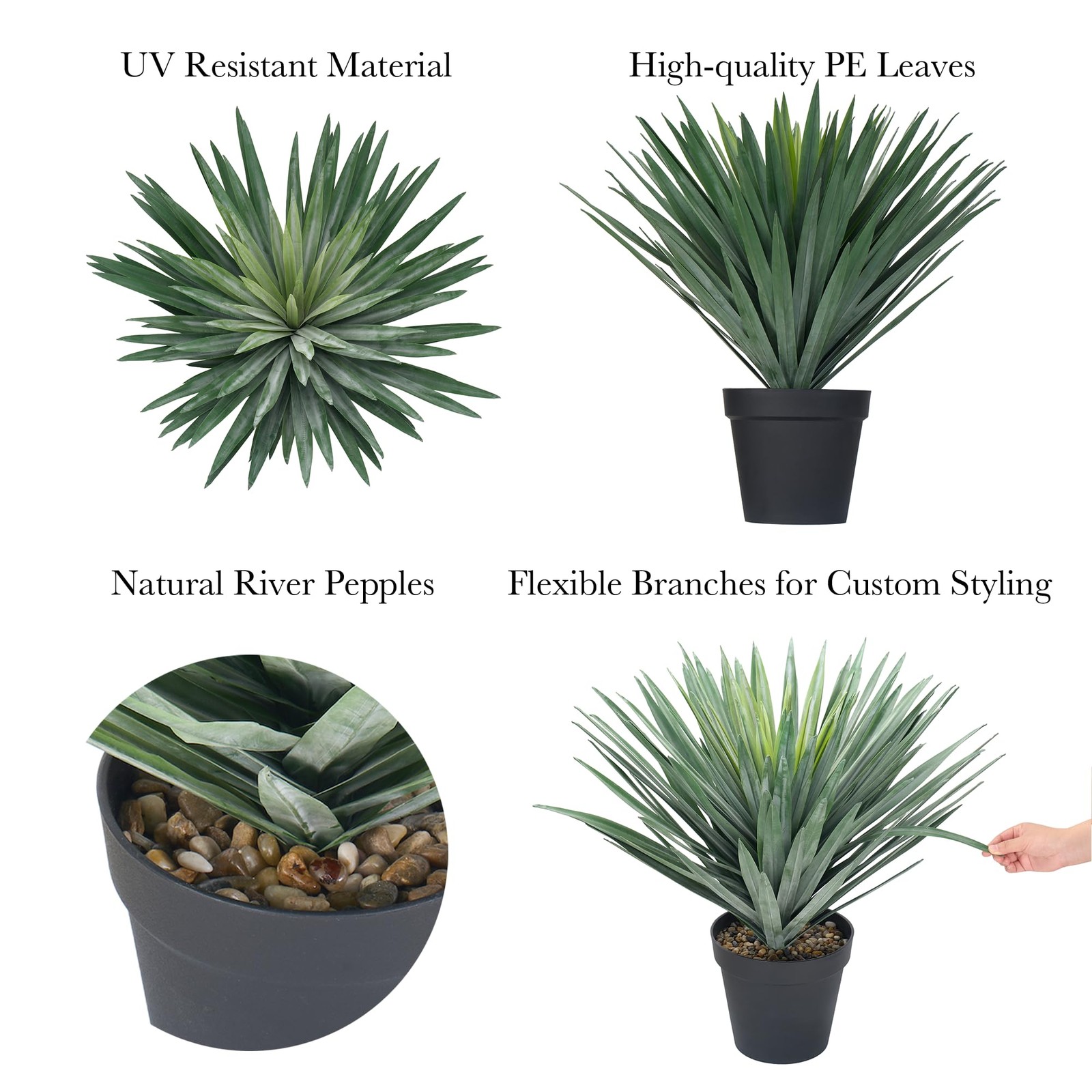 27 Inches Artificial Agave Plant for Indoor & Outdoor – Large Fake Agave Plan…