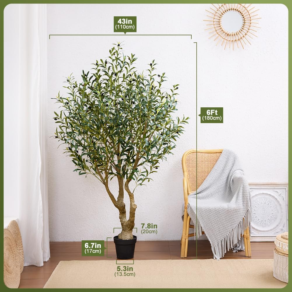 6Ft UV Resistant Faux Olive Tree – Realistic Indoor/Outdoor Decor Plant