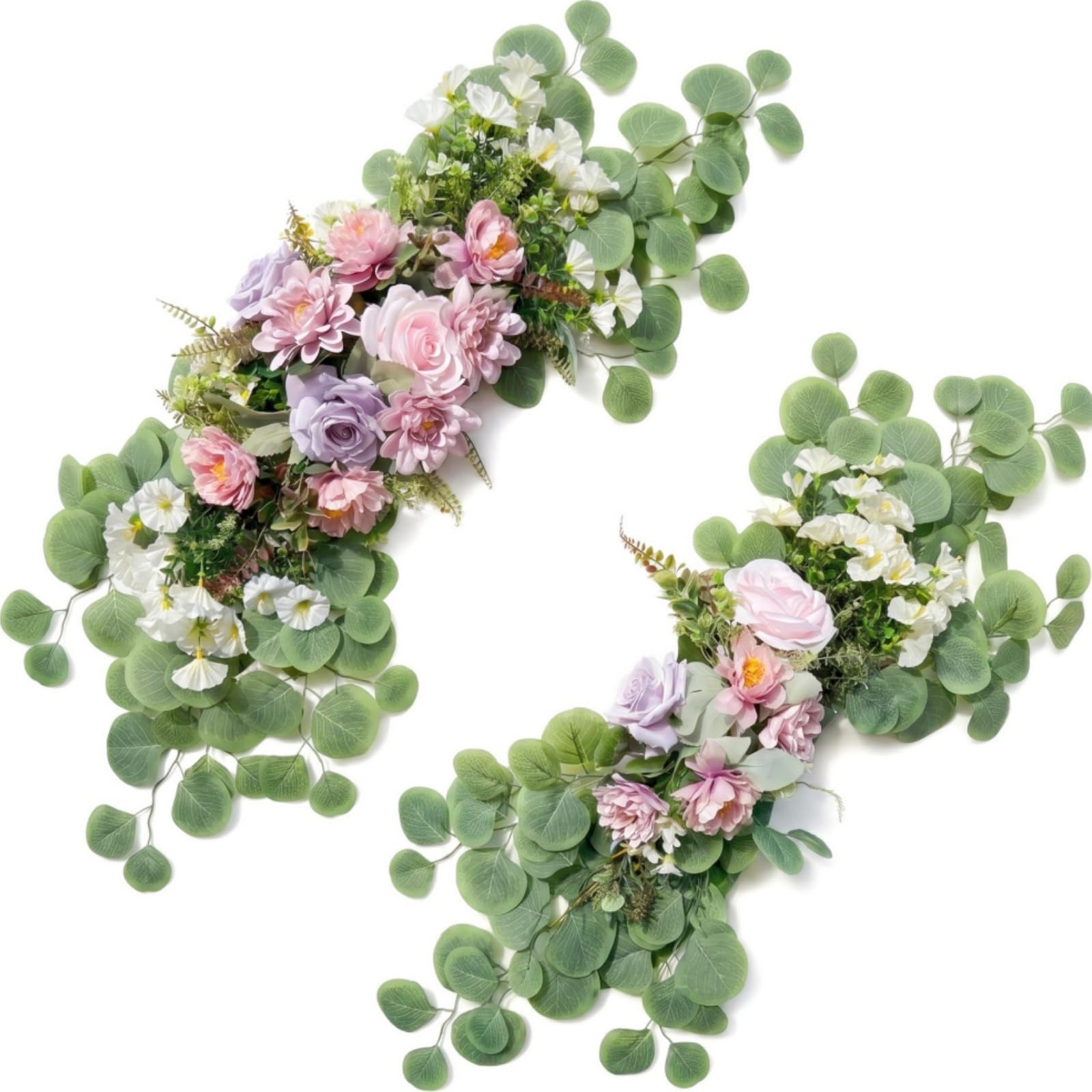 Wedding Arch Flowers Artificial Rose Dalia Floral Greenery Set of 2 PCS