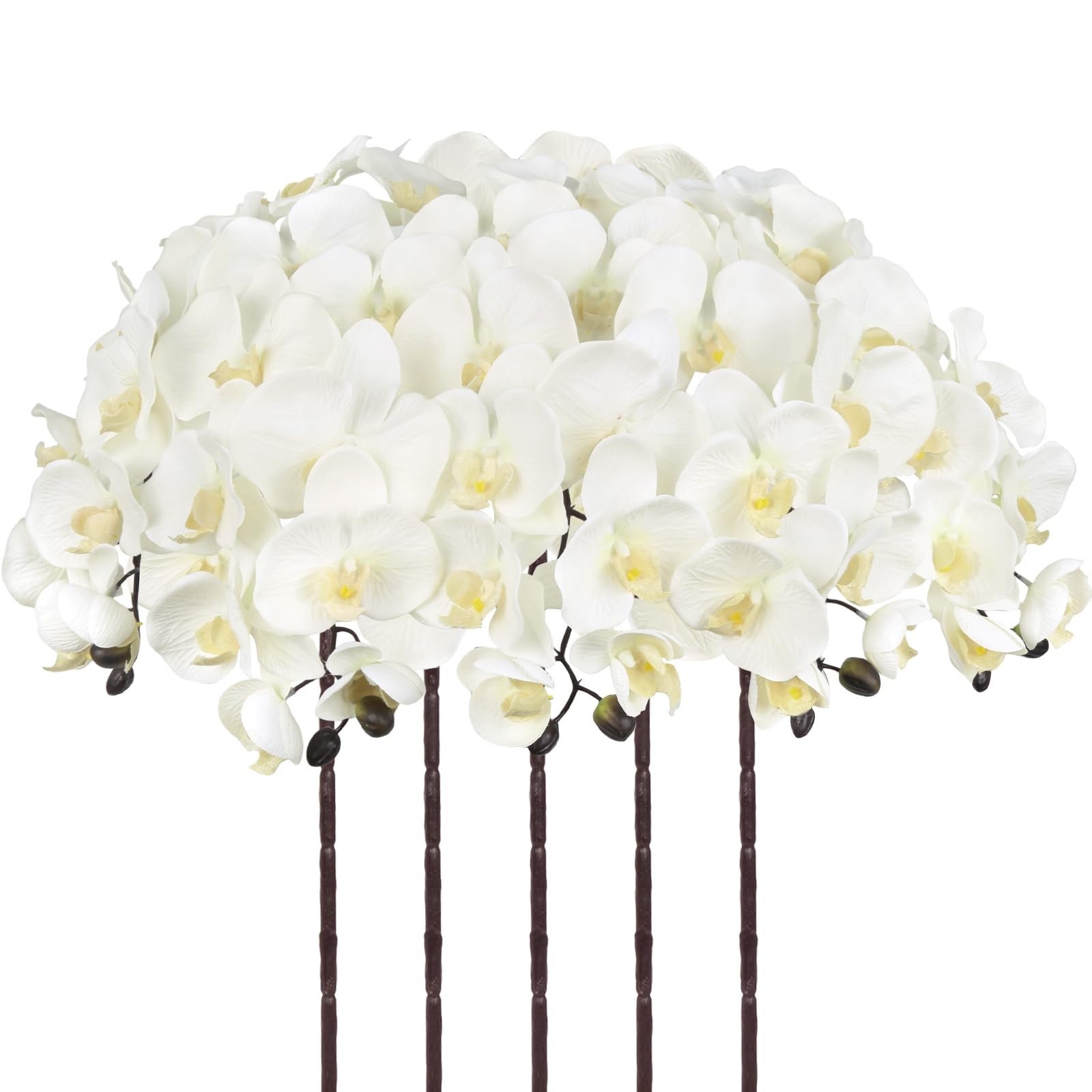 36” White Orchids Artificial Flowers 10 Large Blooms Faux Phalaenopsis Branc…