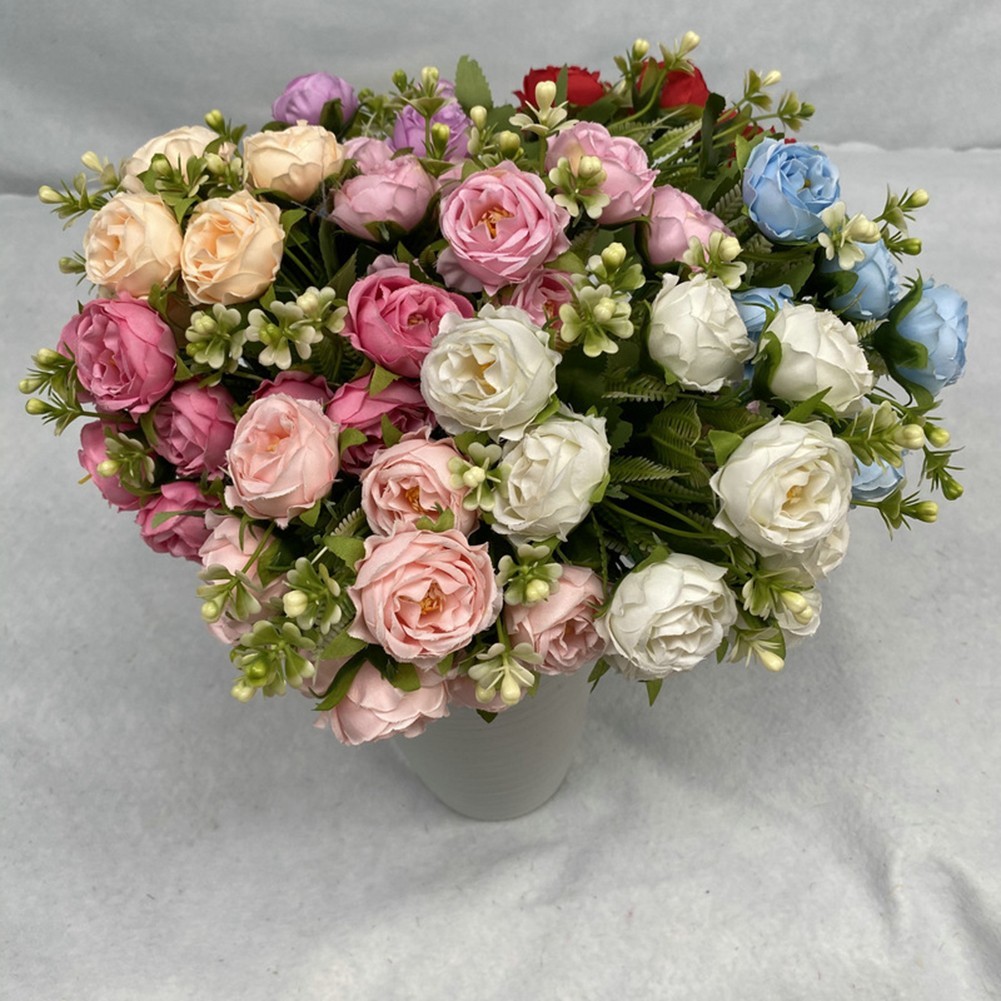 Vibrant Artificial Flowers Nordic Style Starry Peonies on Elegant Cloth