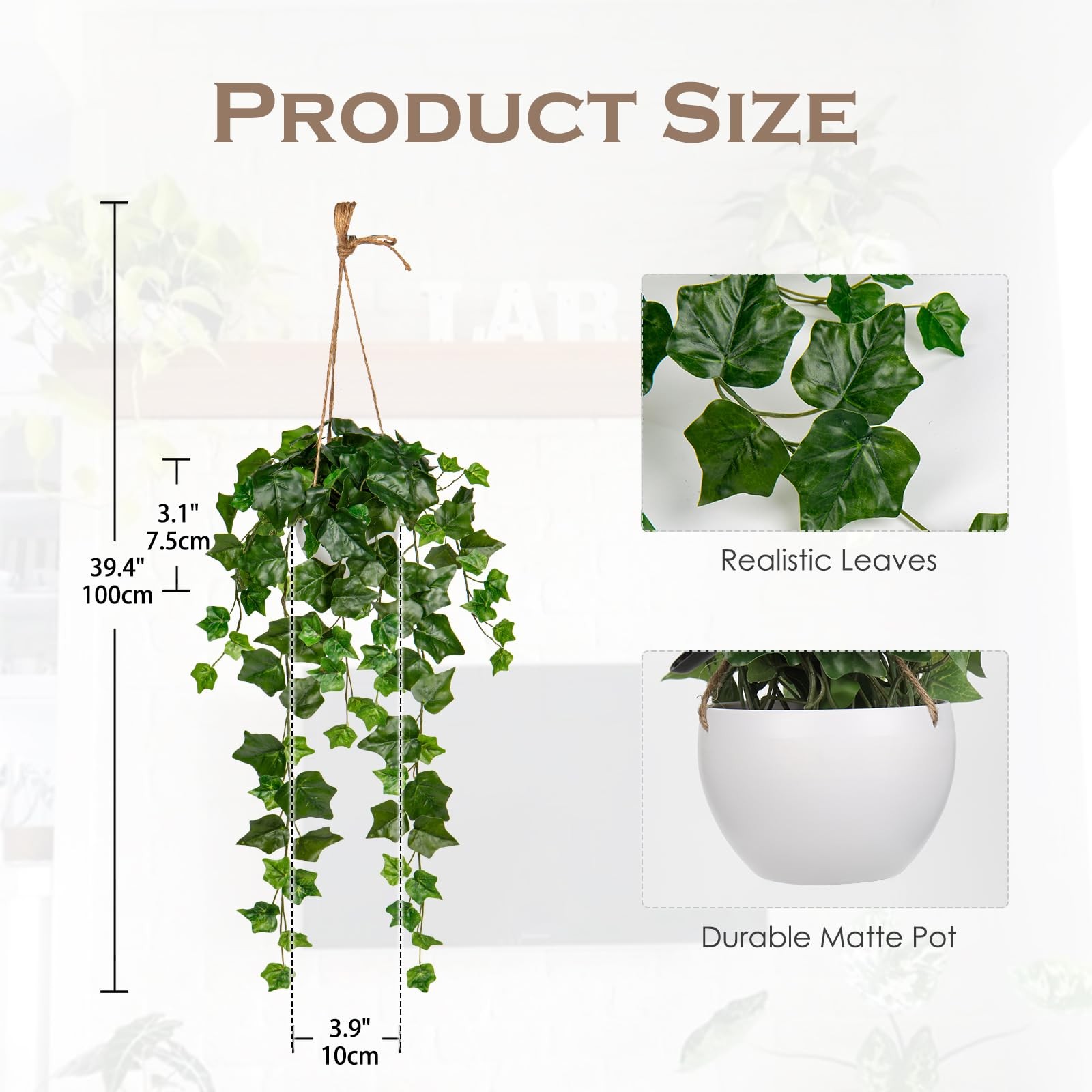 Fake Hanging Plant Greenery Real Touch Sage Ivy Vine Hanging Bush Plants Arti…