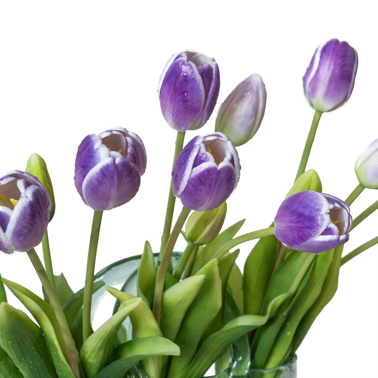 15 PCS Amethyst Artificial Tulips Real Touch Latex Bouquet Fake Flowers Decor