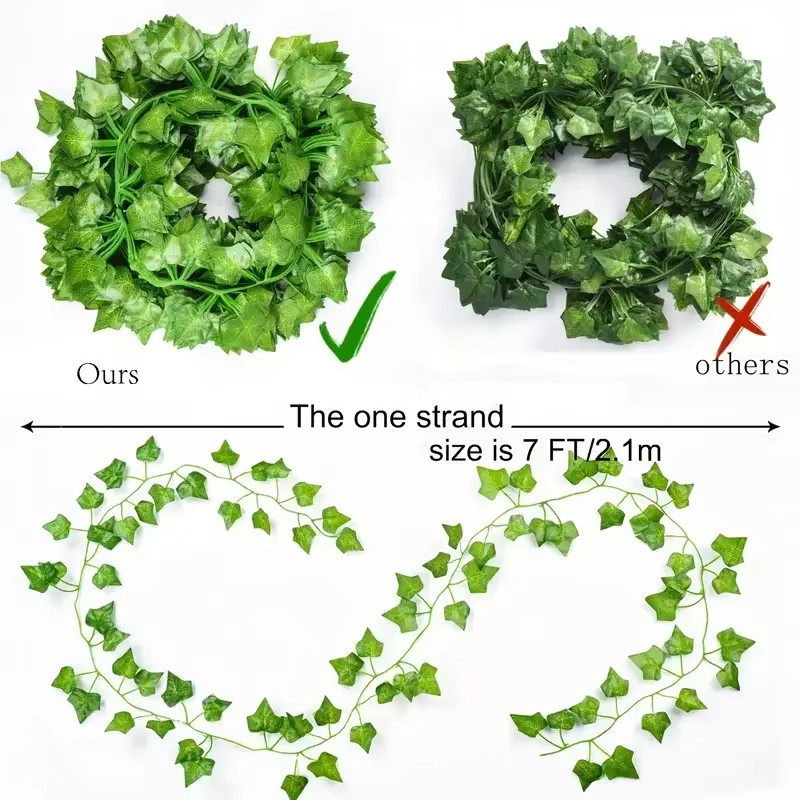 Artificial Green Ivy Leaf Rattan Creeper Leaves Vine Hanging Garland DIY Fake Fl