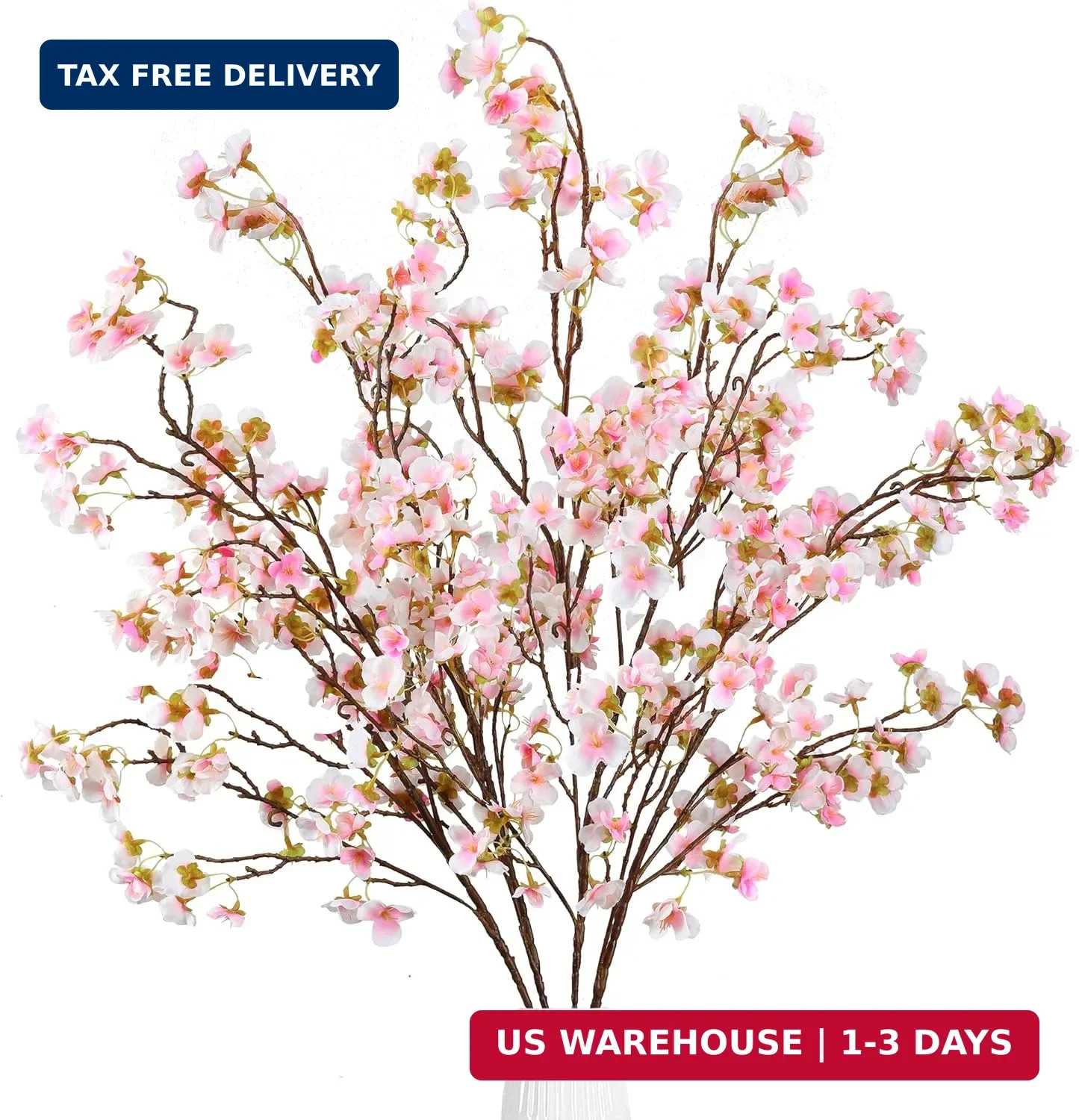 Sggvecsy Artificial Cherry Blossom Flowers 4 Pcs Faux Cherry Blossom Stems Faux