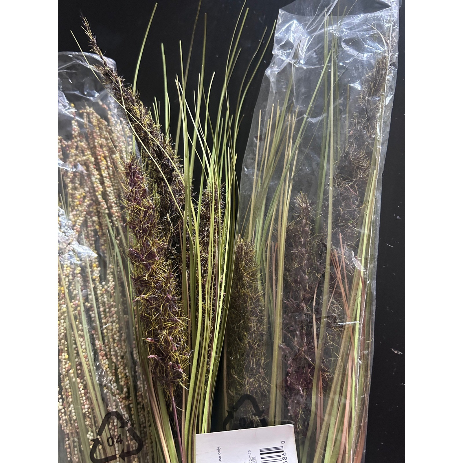 4pc Faux Grass Floral Stems Pink Green Seeded Feathery Boho Home Decor Bundle
