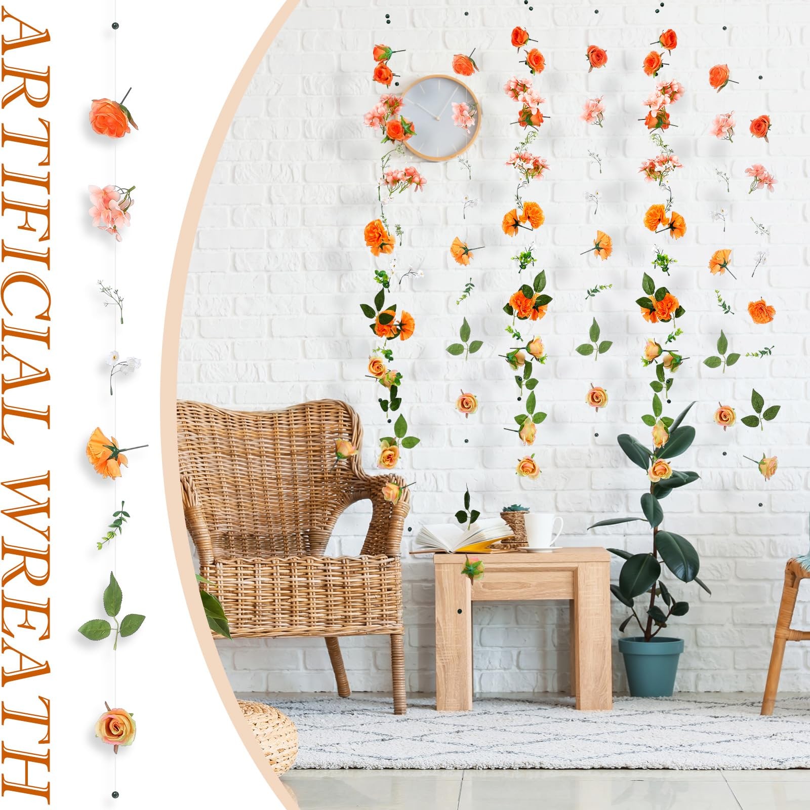 XunYee 6 Pcs 35.4 ft Flower 5.9 feet, Mainly White, Orange, Green, Yellow