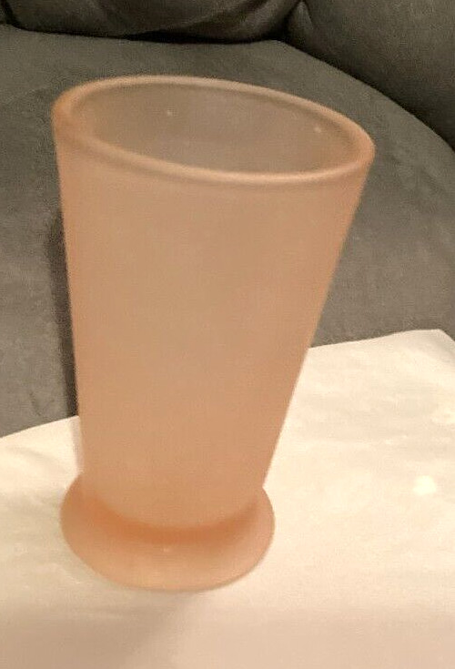 VTG 1990’s Umbra Pale Pink Satin Frosted Glass Vase-4.25″ High-From Canada-EUC