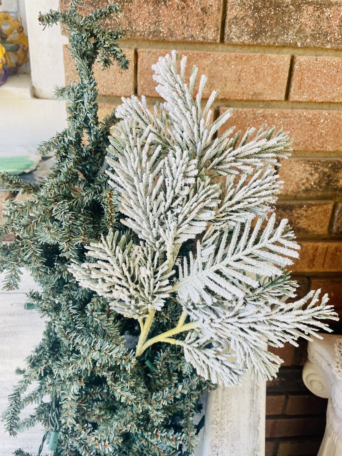 Flocked Pine Pick, 24” Christmas Or Winter