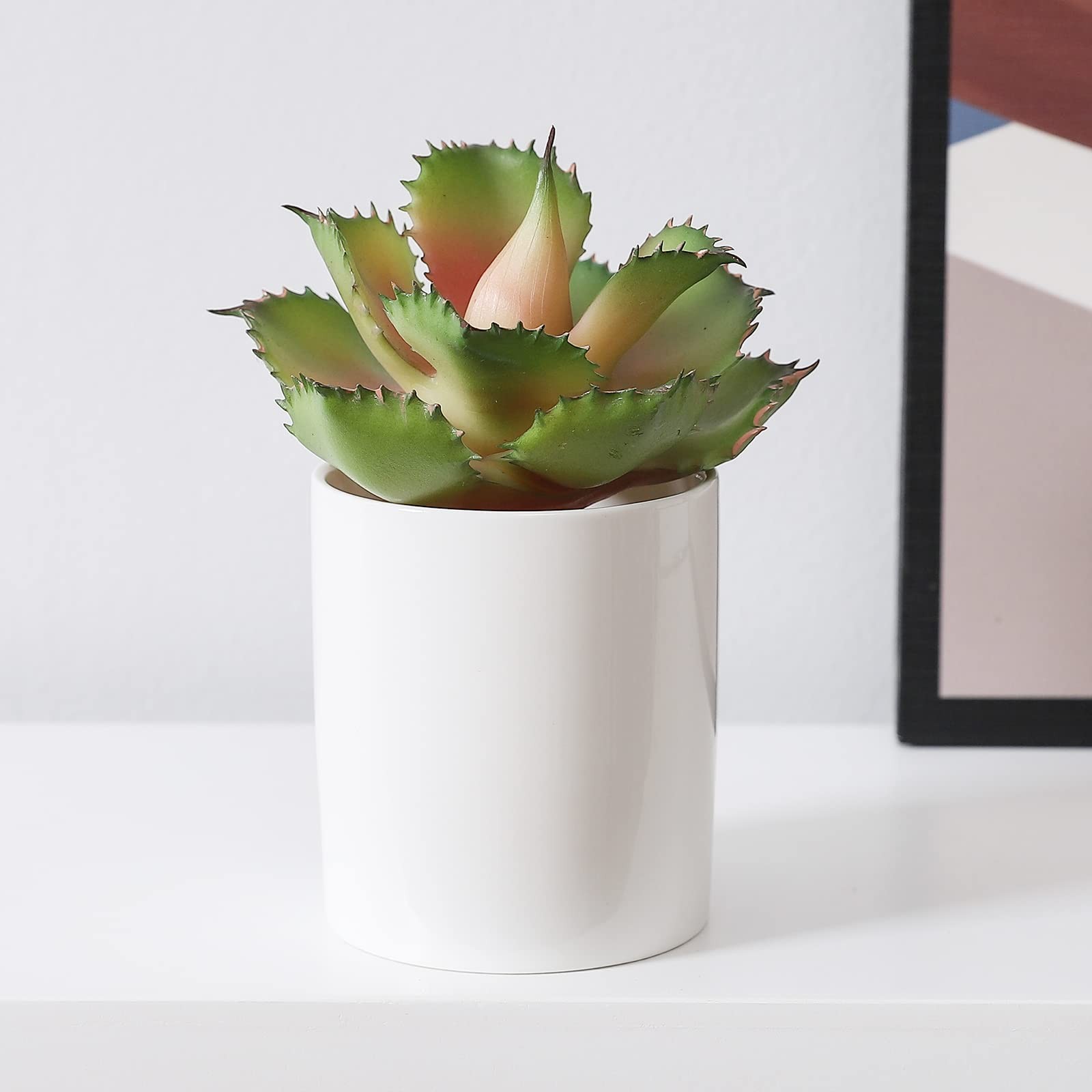 2 PCS 7.08 Inch Pink Artificial Faux Succulent Plant Agave Flower Craft