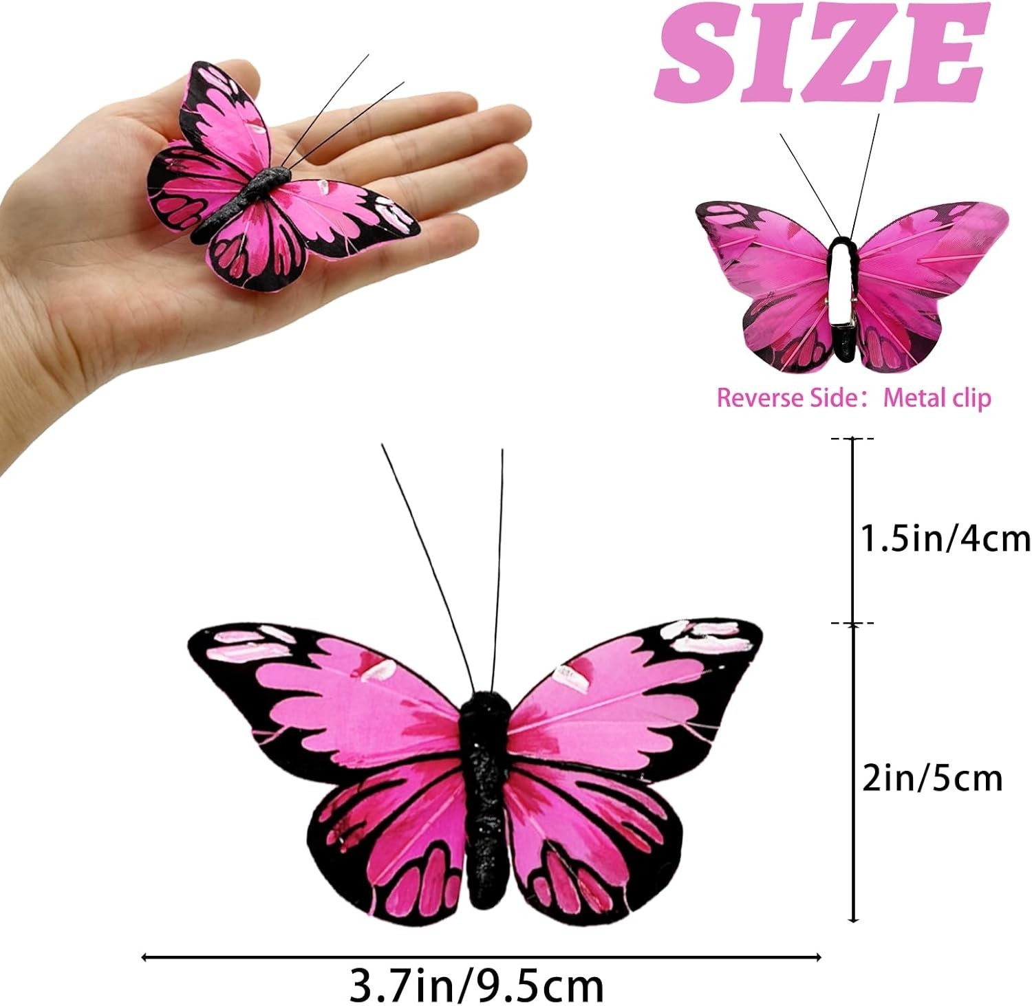 Feather Butterfly Set of 12 Clip On Artificial Butterflies for Crafts Butterf…