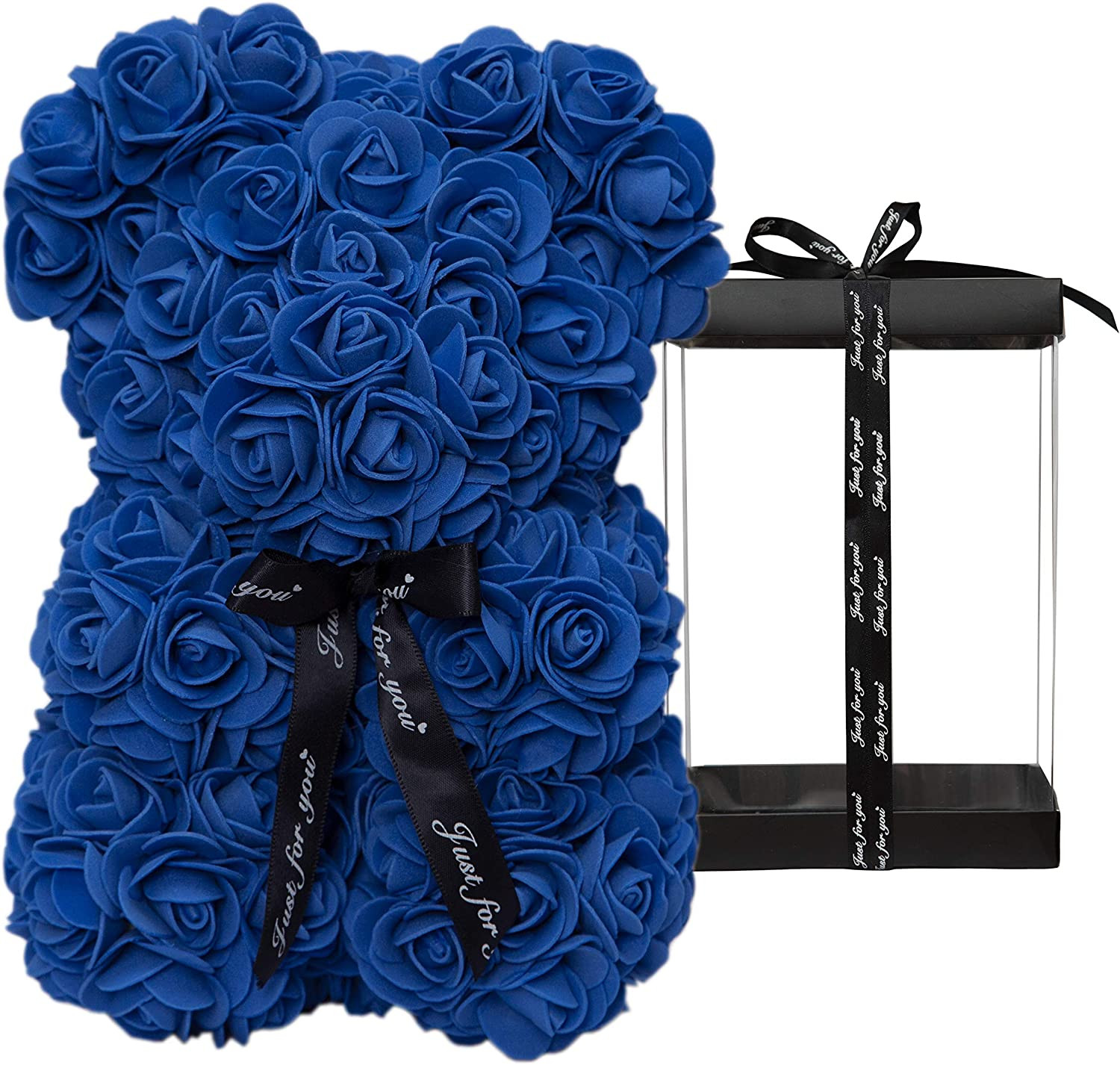 Duhouse Rose Bear Rose Teddy Bear Flower Gift Black Box for Valentines Gifts Ann