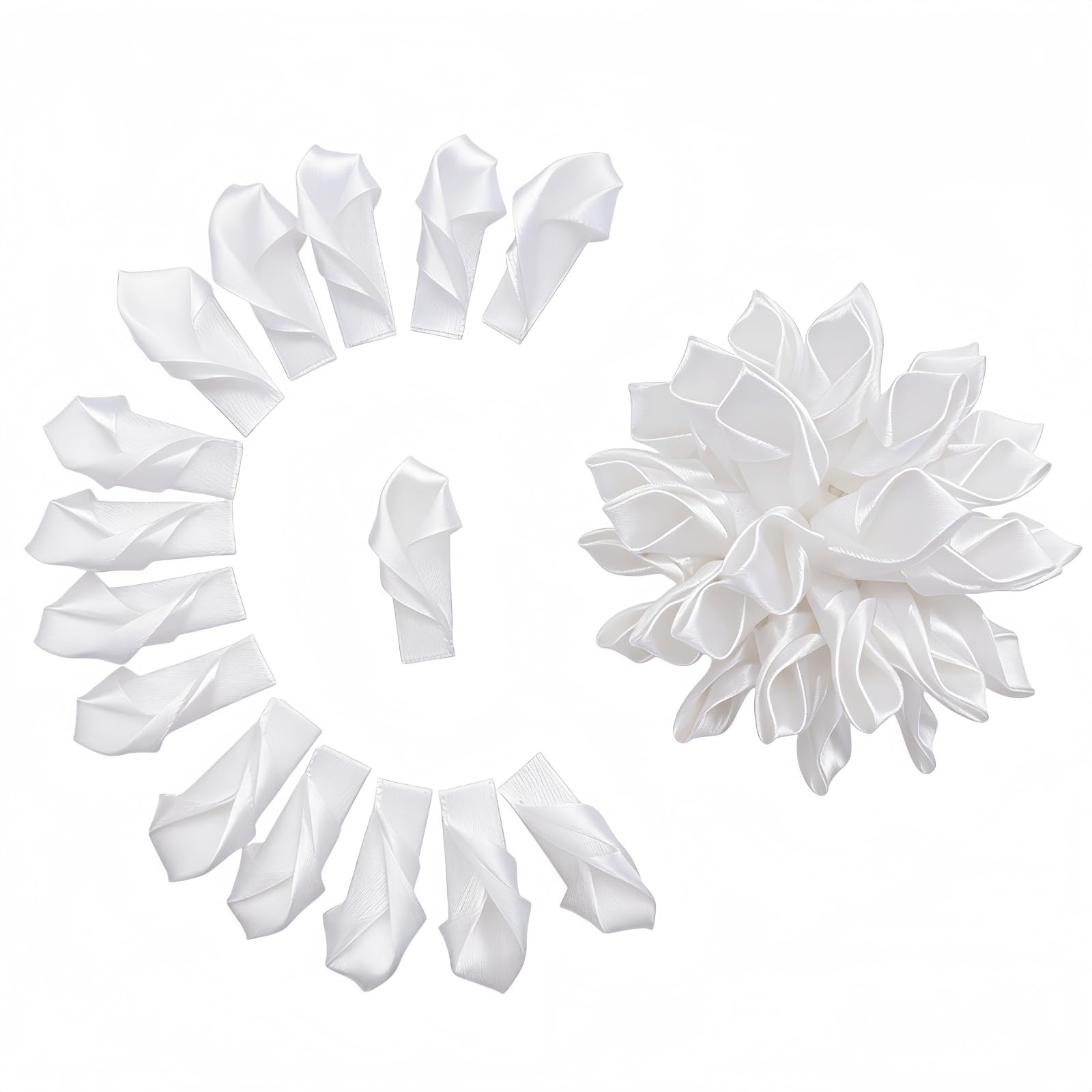 300 Counts Pre-Made Satin Ribbon Rose Petals Dahlia Lotus Flower Petals, Semi…