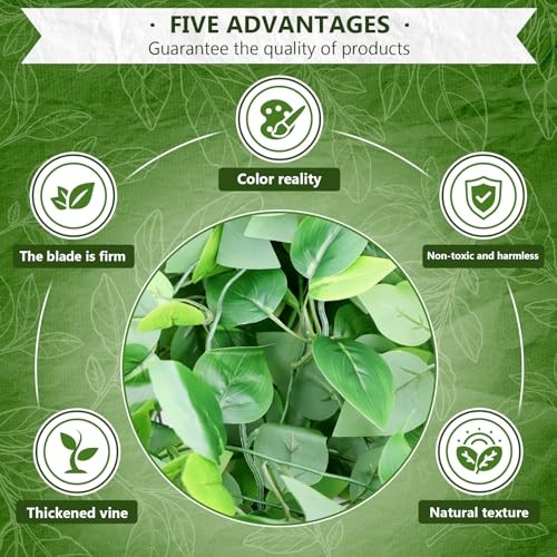 -Pack Fake Hanging Plants, Faux Hanging Plant 2 Green Pothos Ivy Vines