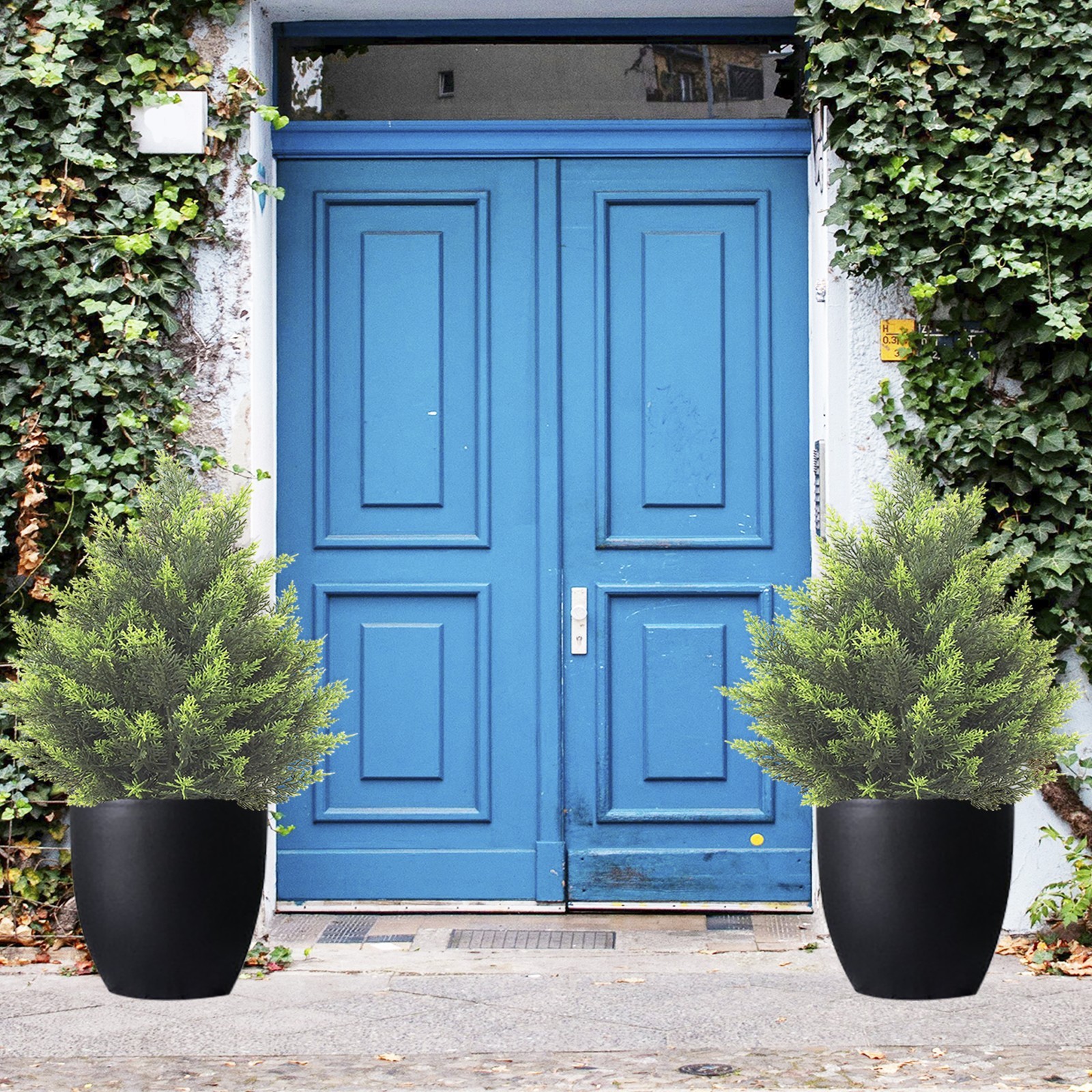 2 Pack 60 cm Artificial Cypress Tree Potted Shrub Indoor and Outdoor Yard Decor