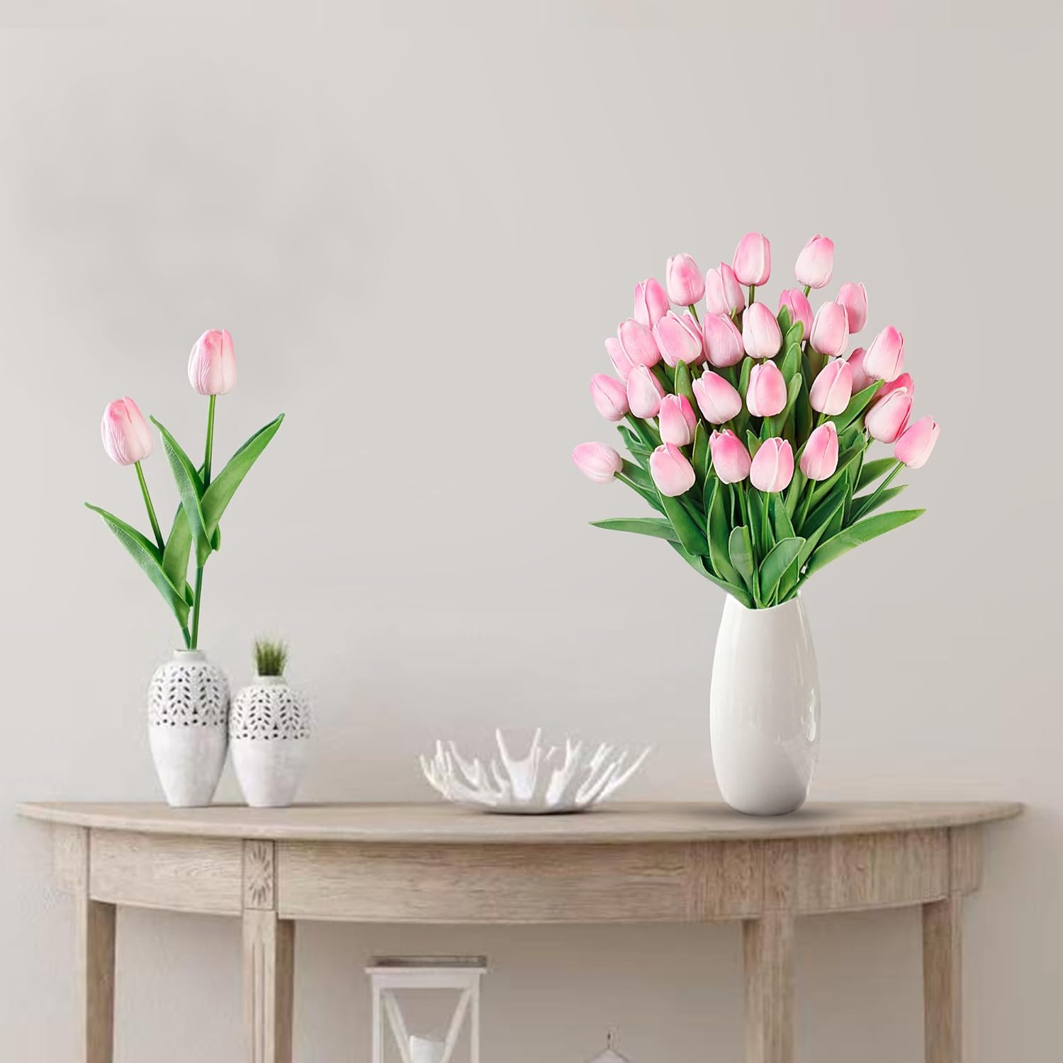 30 Pcs Fake Tulips Artificial Flowers Real Touch PU Faux Flowers Tulip Stems for