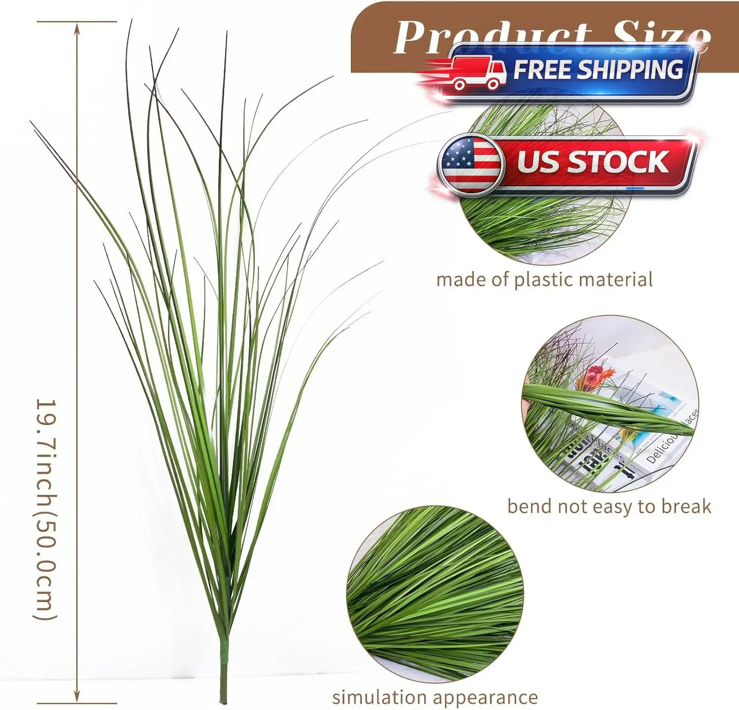 10 Bundles Artificial Onion Grass Plants Outdoor 20 Inch Fake Shrubs Artificial