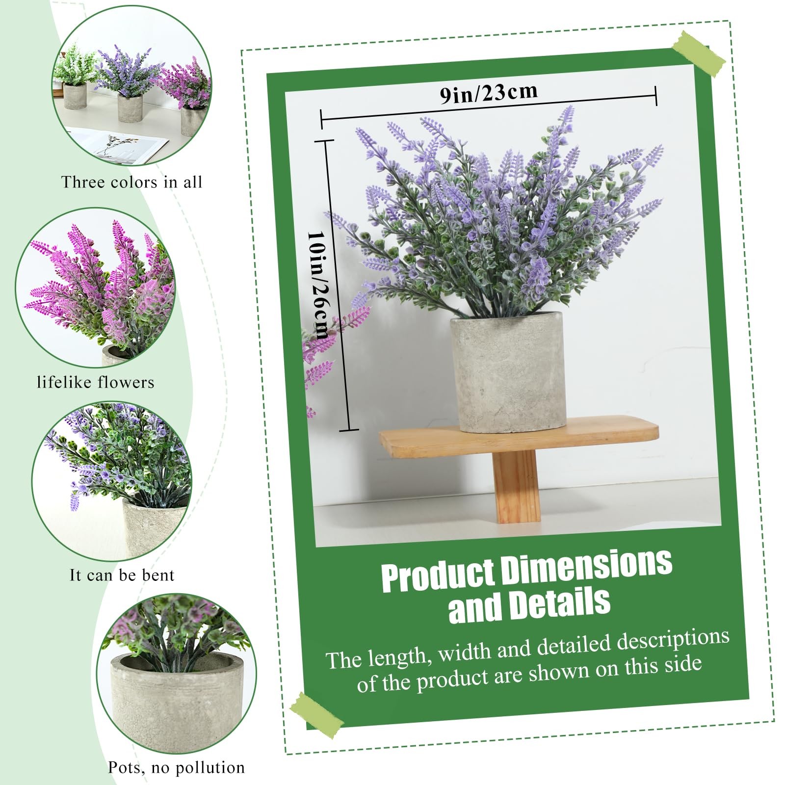 Plant Stand Indoor，3-Pack Lifelike Artificial Lavender ，Artificial Plants Ind…