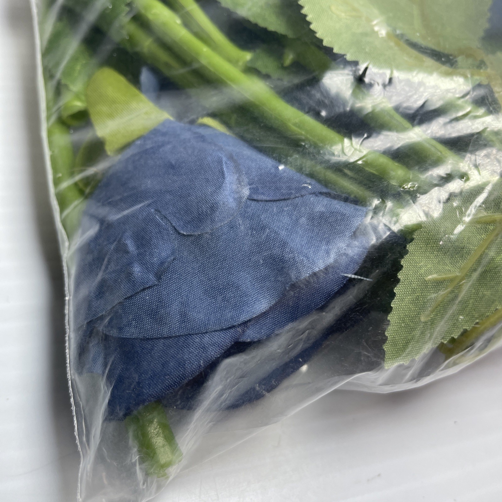 24 pcs Blue Roses Artificial Flowers Fake Navy Blue Silk Roses Navy Faux Silk Ro