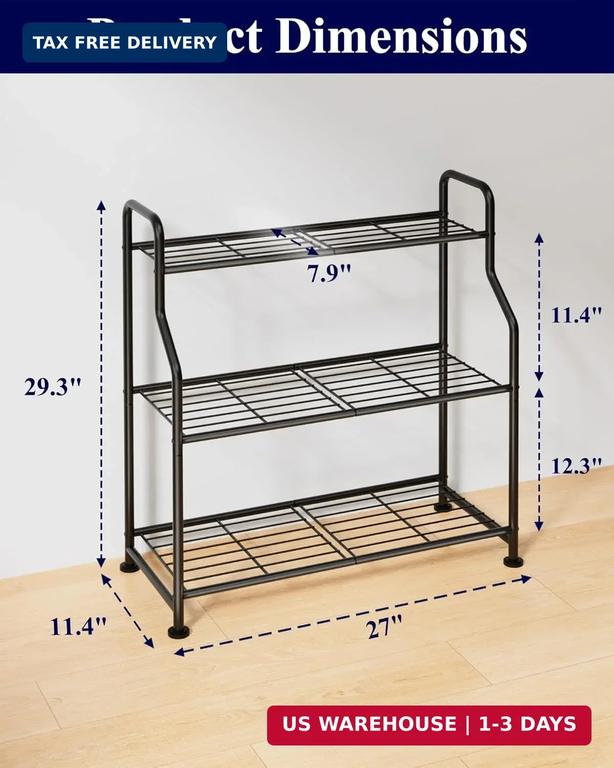 Kitsure Plant Stand Indoor & Outdoor – 3-Tier Metal Plant Shelf with Adjustable