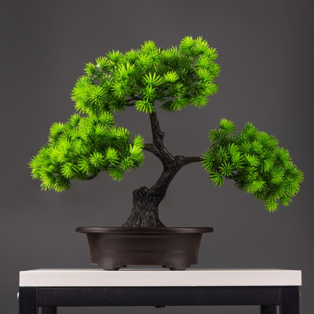 1pc 27cm Artificial Bonsai Plants Small Pine Tree Pot Décor Fake Plant for Table