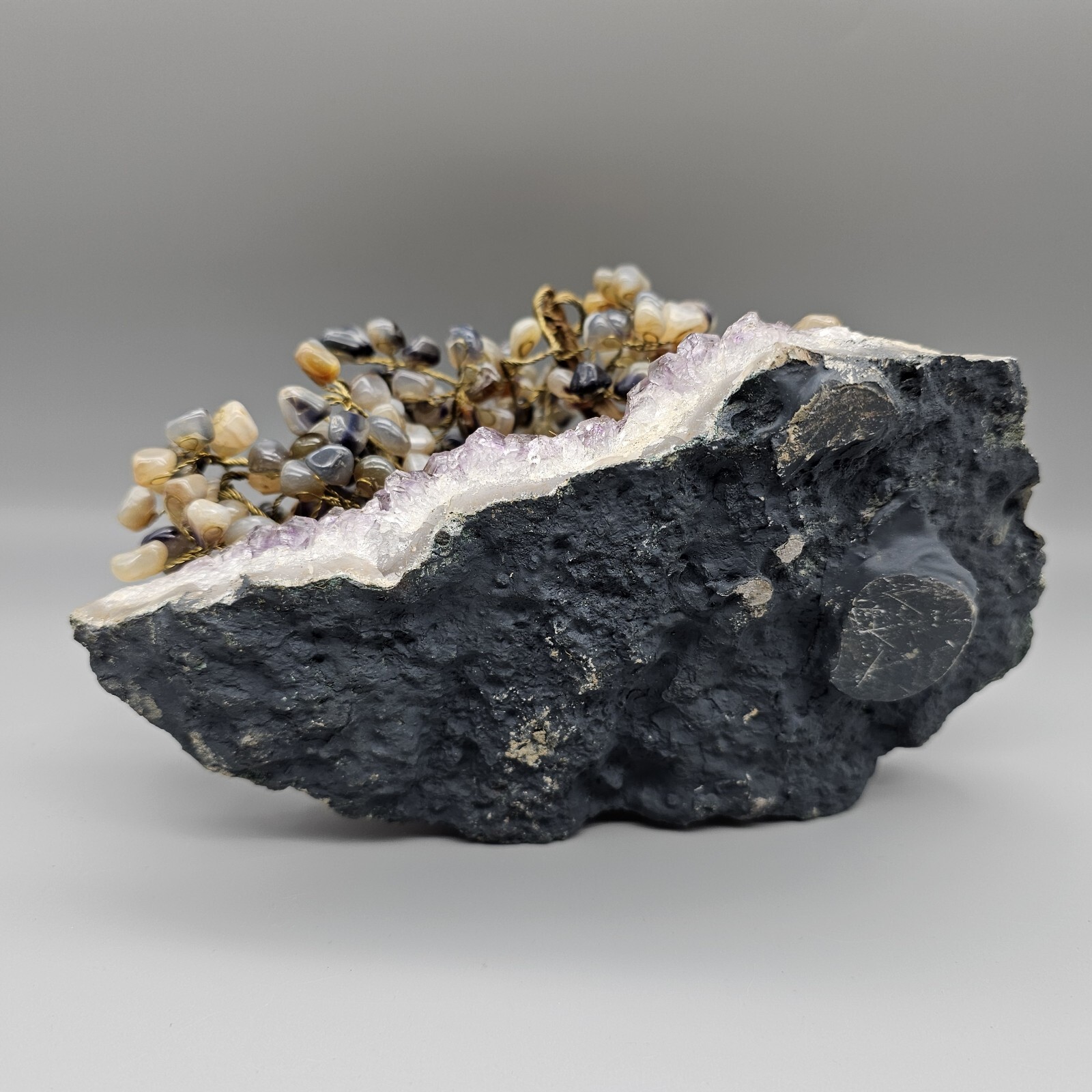 Natural Amethyst Healing Crystal Money Tree on Amethyst Cluster Geode