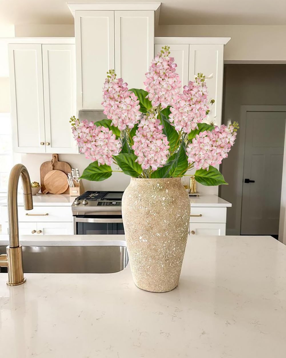 Artificial Lilac Flowers 30″ Tall – Set of 3 Silk Lilac Flower Stems for Home…