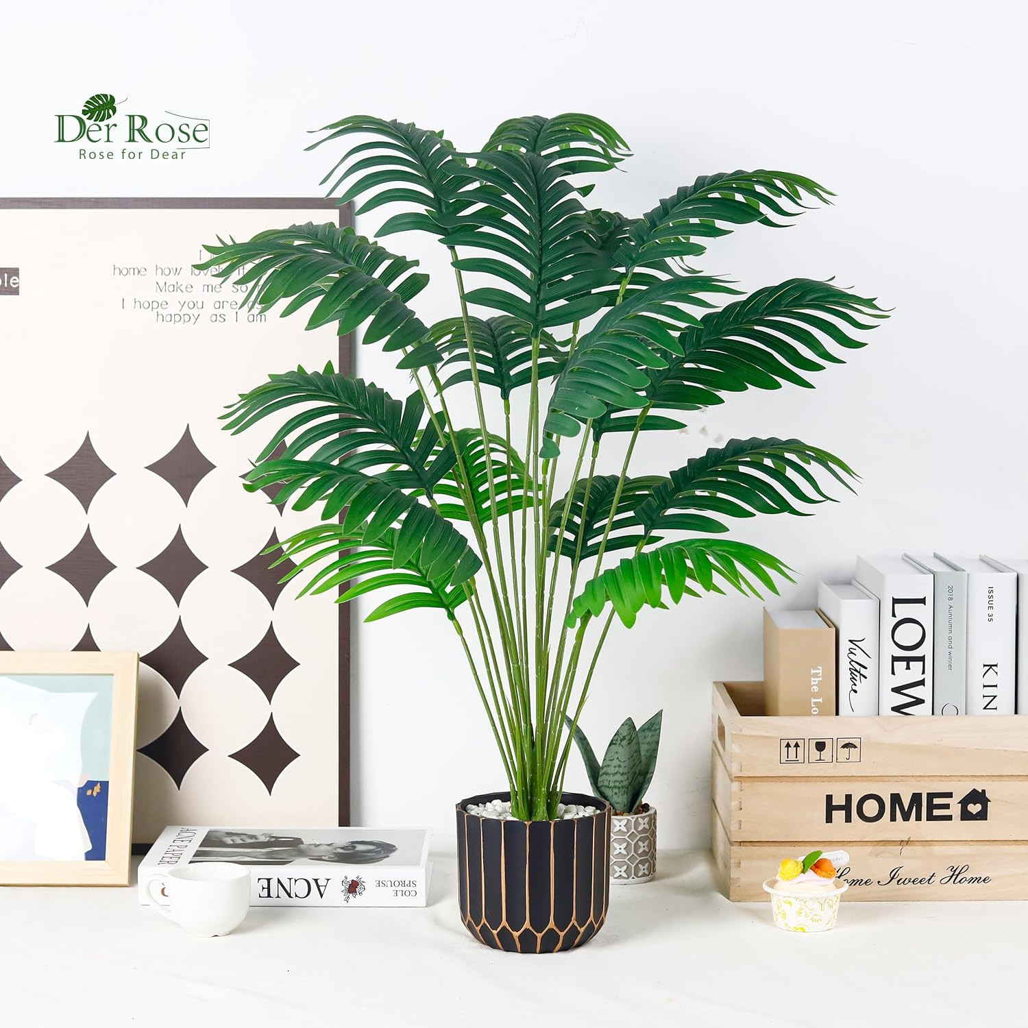28″ Fake Palm Tree Large Artificial Potted Monstera Plants Indoor for Home Porch