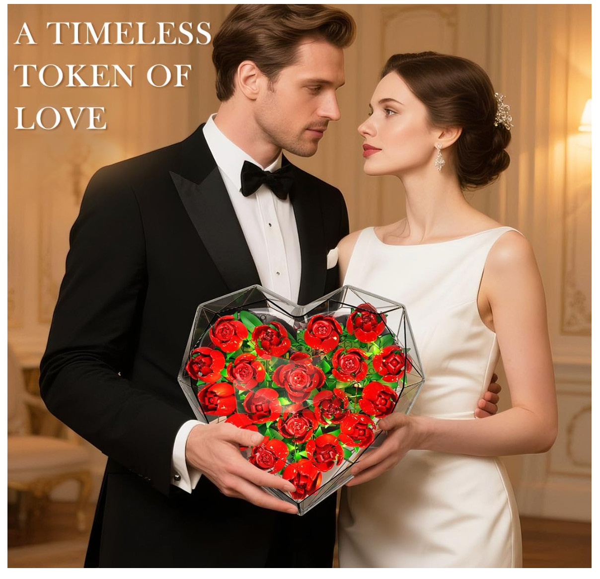 Valentines Flower Bouquet Building Set with LED Lights