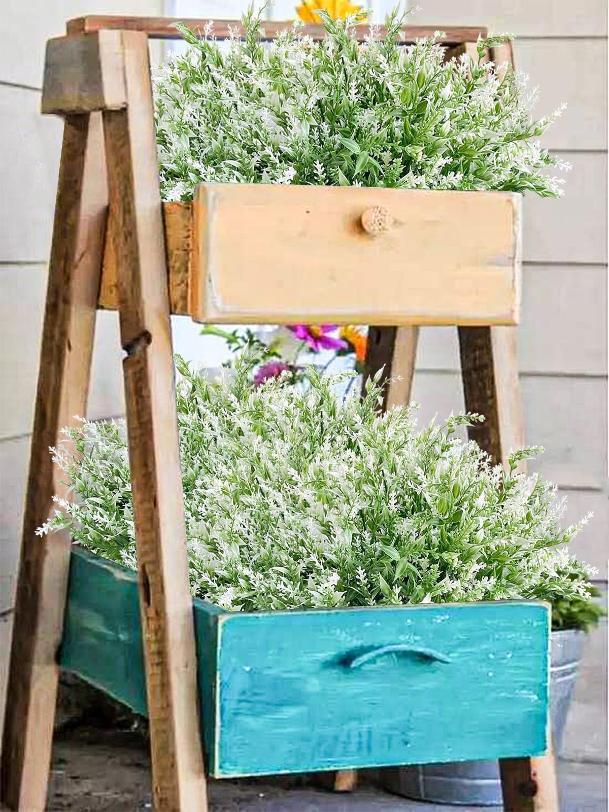 Artificial Plants Lavender 20 Bundles Outdoor UV Resistant Greenery Fake Shru…