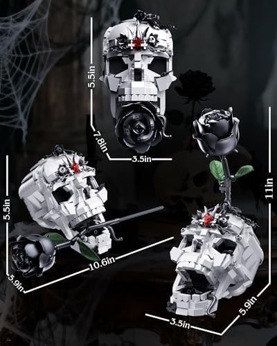 Skull Rose Bouquet Building Set Compatible with Lego Flowers for Adult