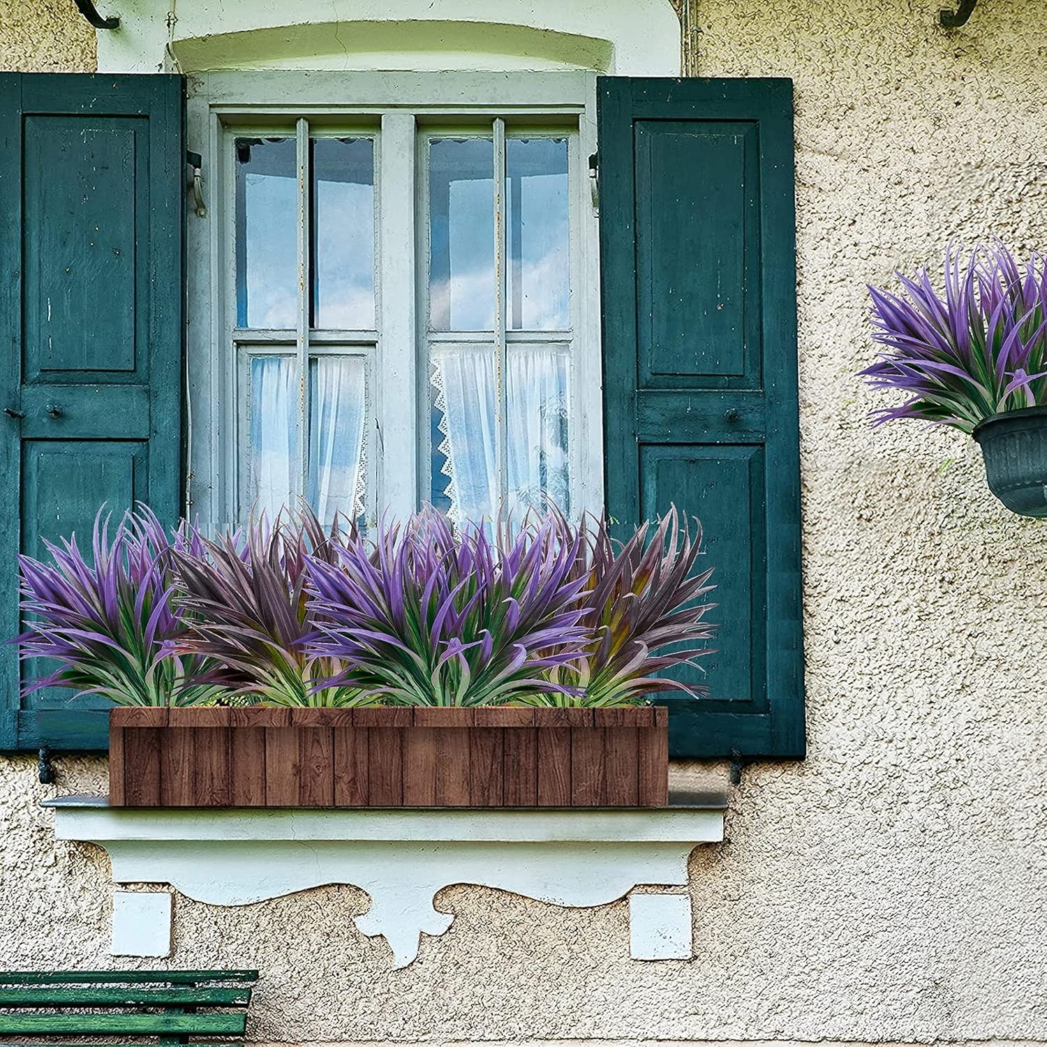 8 Bunches of Tall Faux Grass – UV Resistant Outdoor Decoration for Home & Garden