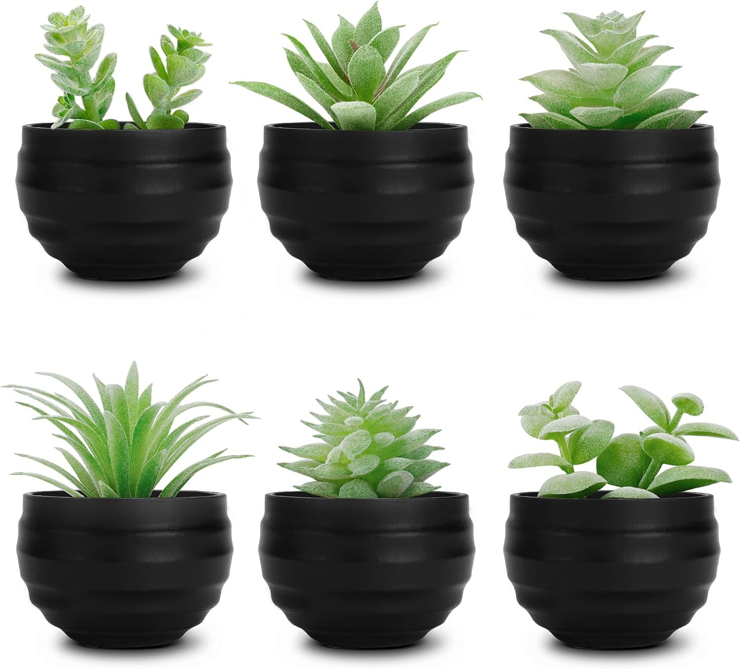 Set of 6 Succulents Plants Artificial in Pots Small Fake Plants for Halloween De