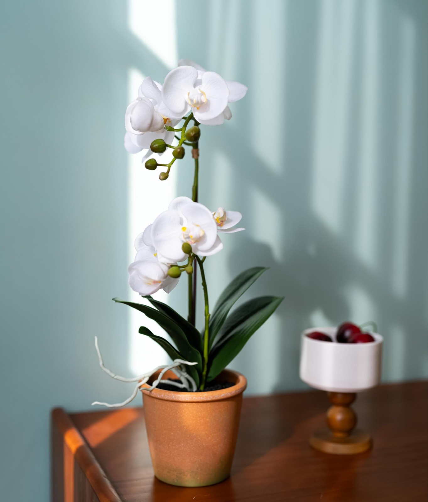 Artificial Real Touch Orchid Plant – 15″ Faux Phalaenopsis in Pot – Highly Re…