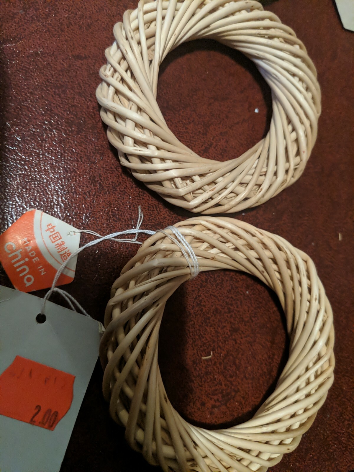Set of 4-Bleached Willow 3 inch Wreaths New For Winter or Spring Decor