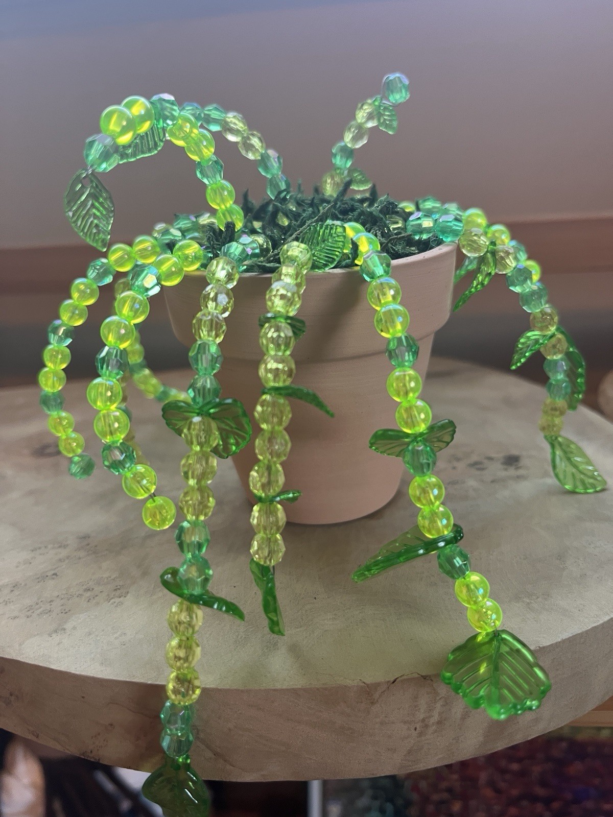 Handmade Beaded Plant in Terracotta Pot | Faux Hanging Plant Decor