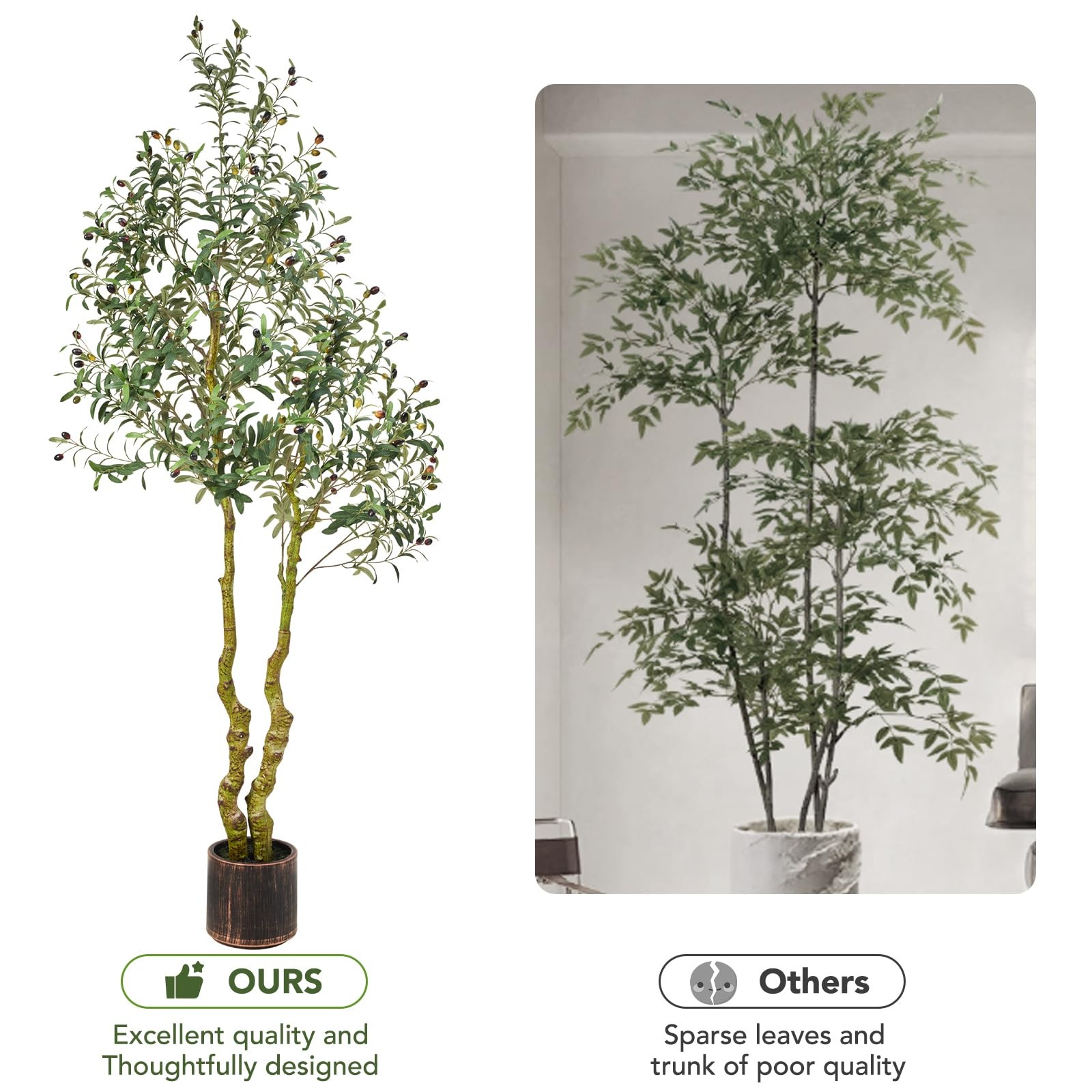 7FT Tall Faux Olive Tree Artificial – Extra Large Fake Tree with Lifelike Bra…