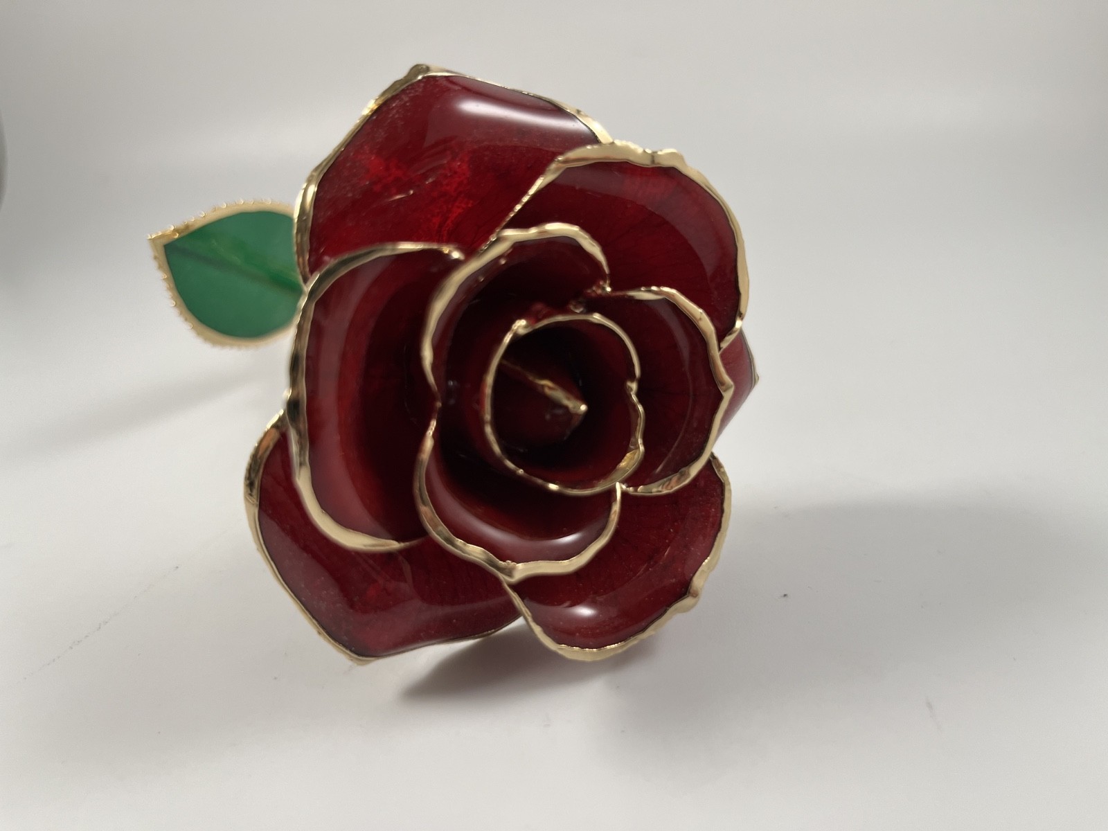 NIB DEFAITH 24K GOLD DIPPED RED WINE ROSE ANNIVERSARY GIFT w/BOX
