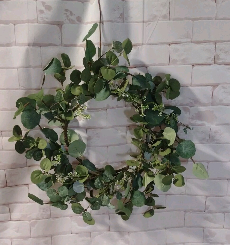 Wreath Ring 16″ Green Eucalyptus Wreath. Wedding , Home, Realistic Foliage Decor