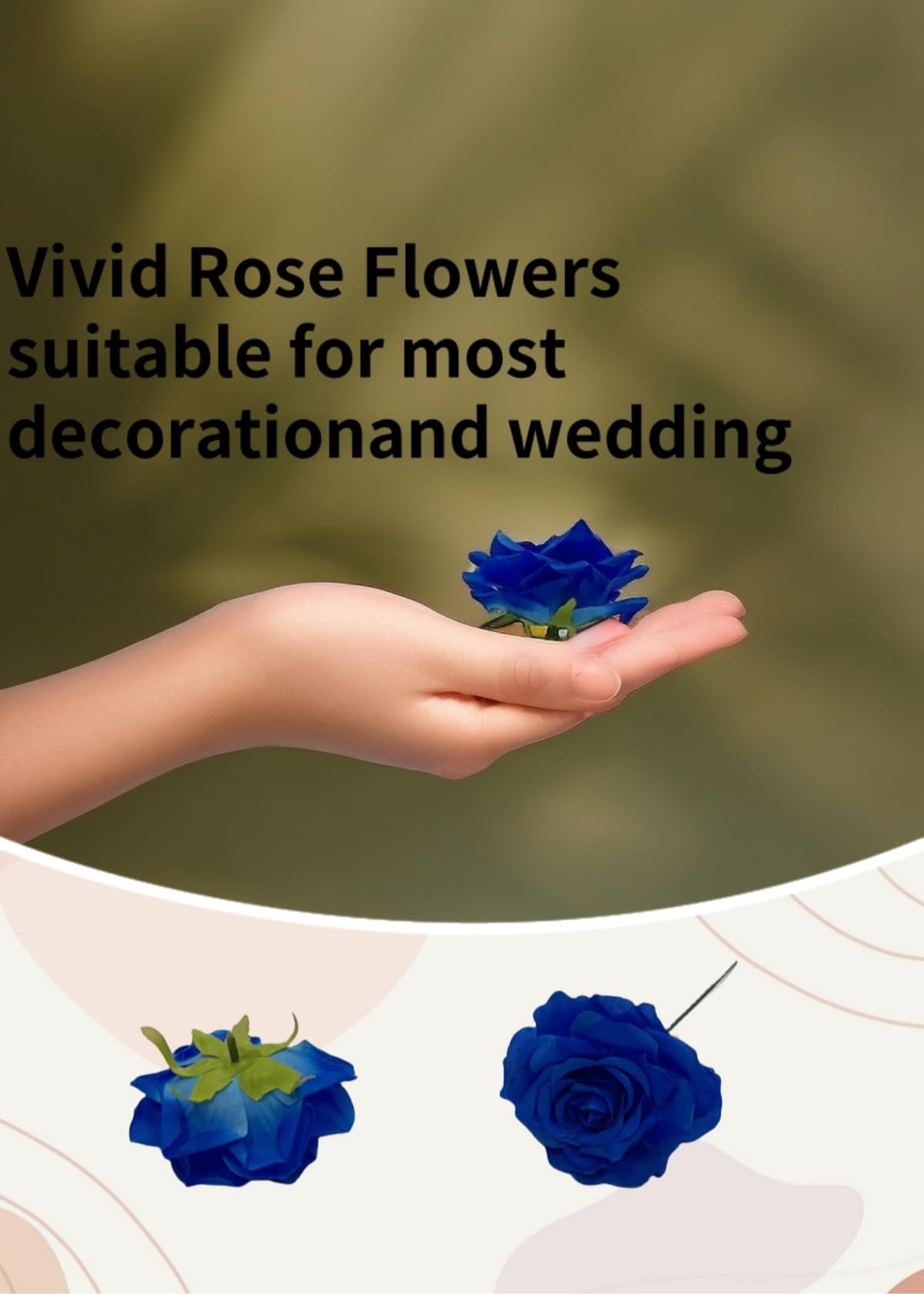 36 PCS 3.8 Inch Blue Rose Heads Artificial Silk Flowers Craft Wedding DIY