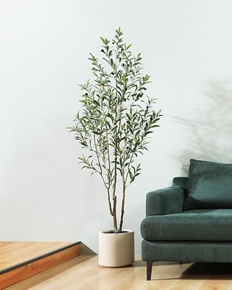 6 Ft Artificial Olive Tree – Faux Silk Plant for Home Decor & Housewarming Gift