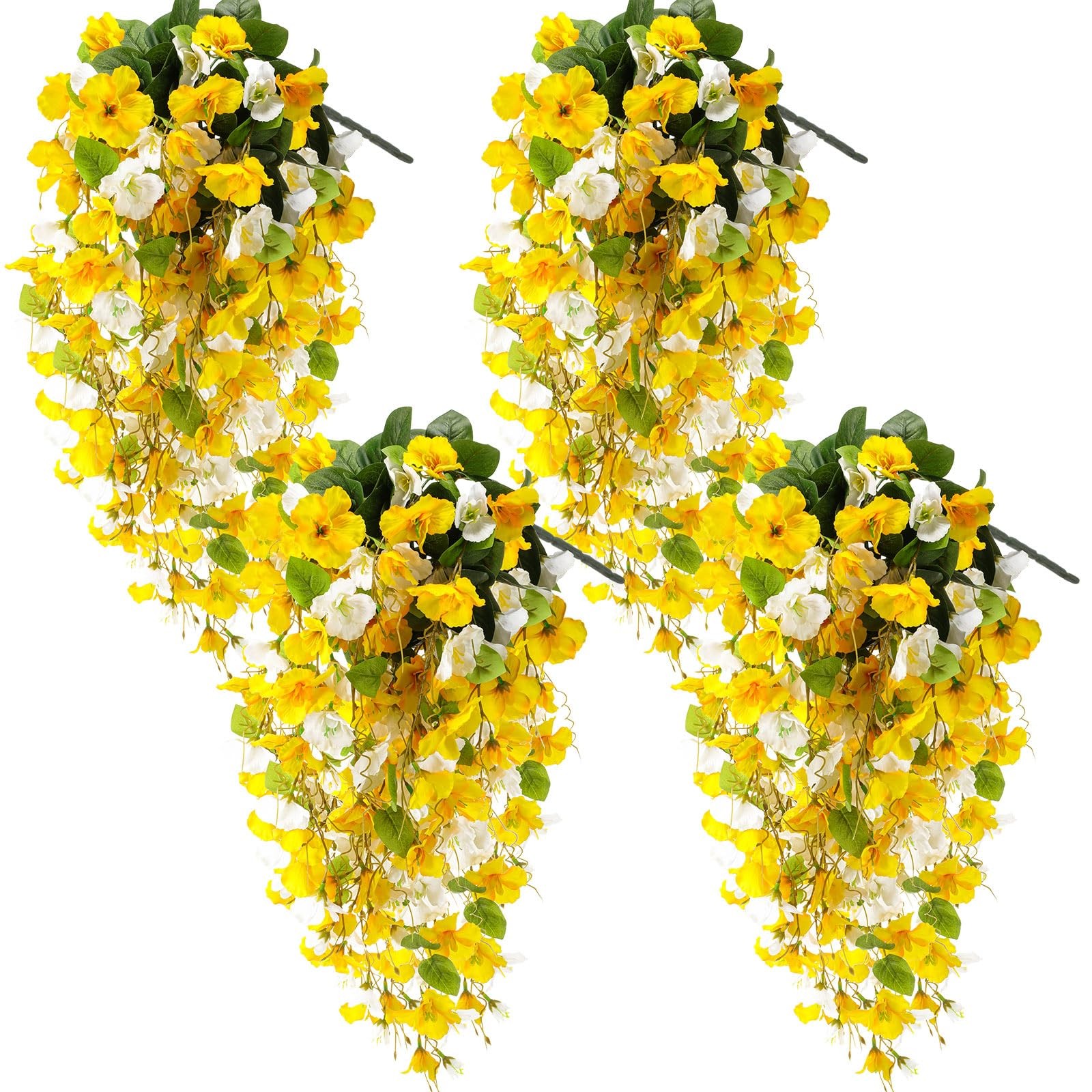 4 Pcs Artificial Hibiscus Flowers for Outdoors Spring Summer Decor Fake Hangi…