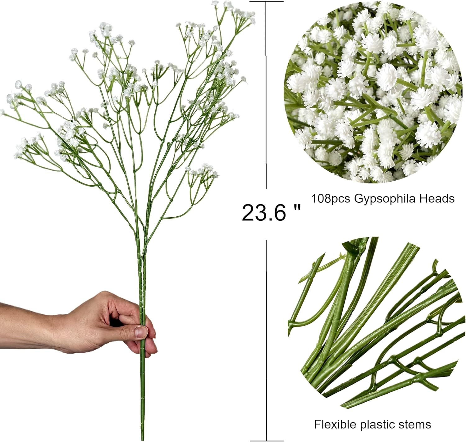 80Pcs White Artificial Baby’s Breath Flowers for Home & Wedding Decor