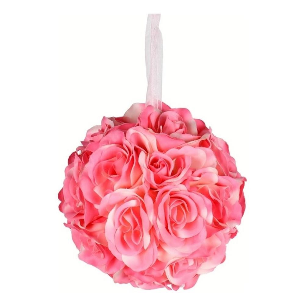 Vickerman 6″ Contemporary Fabric Artificial Rose Ball in Pink (Set of 2)